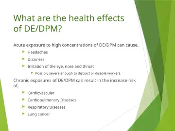 Slide 47: What are the health effects of DE/DPM?