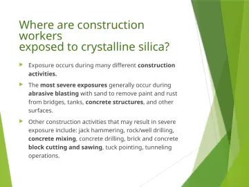 Slide 68: Where are construction workers exposed to crystalline silica?