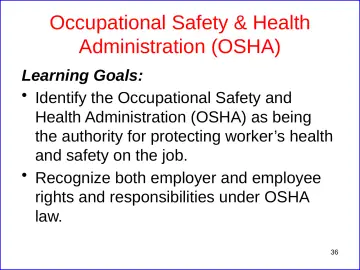 Slide 36: Occupational Safety & Health