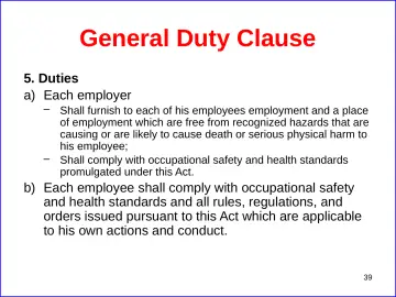 Slide 39: General Duty Clause