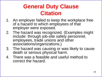 Slide 40: General Duty Clause Citation