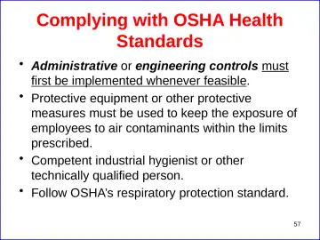 Slide 57: Complying with OSHA Health Standards