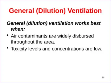 Slide 70: General (Dilution) Ventilation