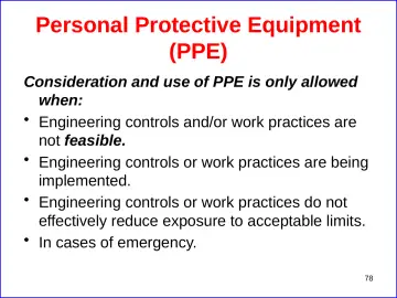 Slide 78: Personal Protective Equipment (PPE)