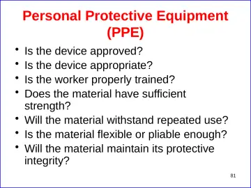 Slide 81: Personal Protective Equipment