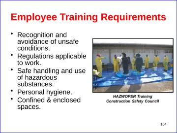Slide 104: Employee Training Requirements