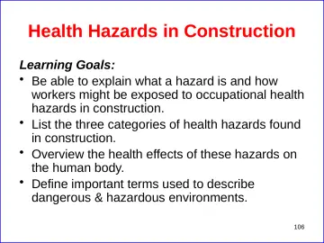 Slide 106: Health Hazards in Construction