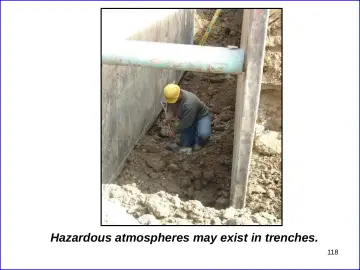 Slide 118: Hazardous atmospheres may exist in trenches.