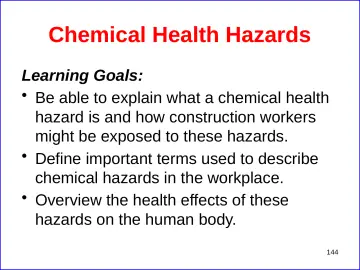 Slide 144: Chemical Health Hazards