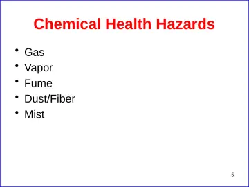 Slide 5: Chemical Health Hazards