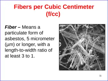 Slide 11: Fibers per Cubic Centimeter (f/cc)