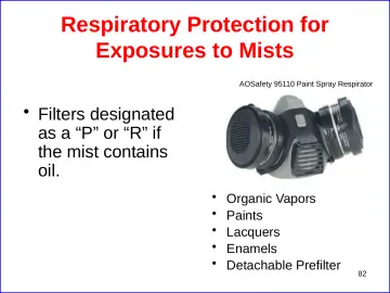 Slide 82: Respiratory Protection for Exposures to Mists