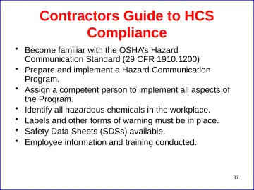 Slide 87: Contractors Guide to HCS Compliance
