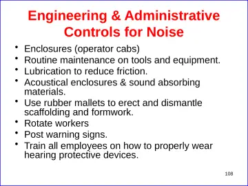 Slide 108: Engineering & Administrative Controls for Noise