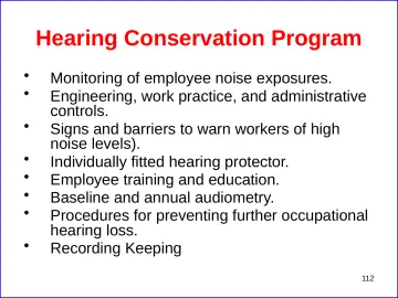 Slide 112: Hearing Conservation Program