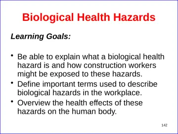 Slide 142: Biological Health Hazards