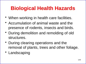 Slide 144: Biological Health Hazards