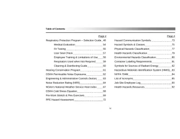 Page 4: Table of Contents