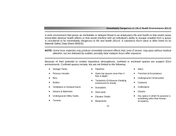 Page 17: Immediately Dangerous to Life & Health Environments (IDLH)