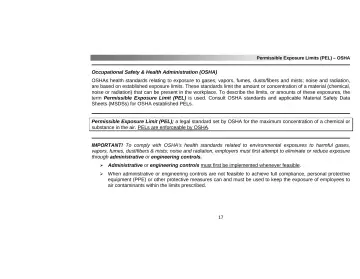 Page 21: Permissible Exposure Limits (PEL) – OSHA
