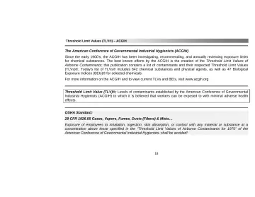 Page 22: Threshold Limit Values (TLV®) – ACGIH