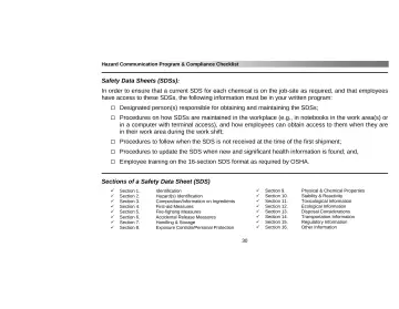 Page 34: Safety Data Sheets (SDSs):