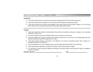 Page 36: Hazard Communication Program & Compliance Checklist