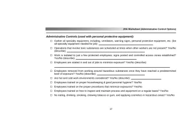 Page 41: JHA Worksheet (Administrative Control Options)