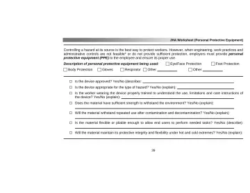Page 43: JHA Worksheet (Personal Protective Equipment)