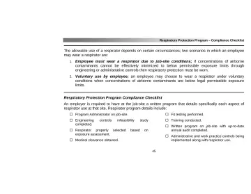 Page 49: Respiratory Protection Program – Compliance Checklist