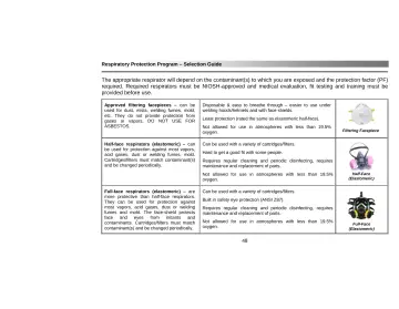 Page 52: Respiratory Protection Program – Selection Guide