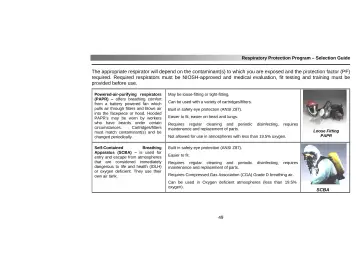 Page 53: Respiratory Protection Program – Selection Guide