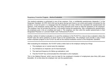Page 58: Respiratory Protection Program – Medical Evaluation