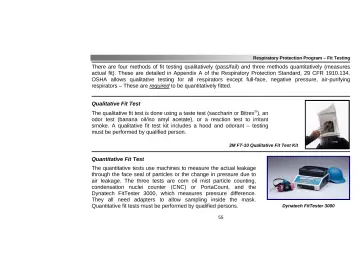 Page 59: The qualitative fit test is done using a taste test (saccharin or Bitrex ® ), an