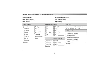 Page 76: Personal Protective Equipment (PPE) Hazard Assessment