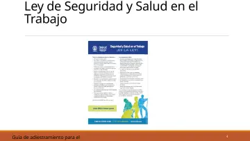 Slide 4: Ley de Seguridad y Salud en el Trabajo