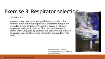 Slide 17: Exercise 3: Respirator selection
