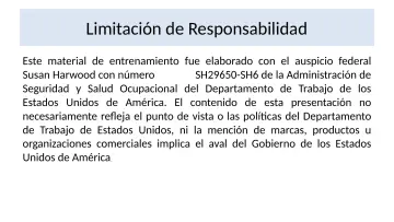 Slide 2: Limitación de Responsabilidad