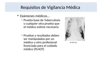 Slide 19: Requisitos de Vigilancia Médica