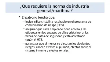 Slide 36: ¿Que requiere la norma de industria general/marítima?