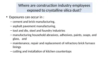 Slide 6: Where are construction industry employees exposed to crystalline silica dust?