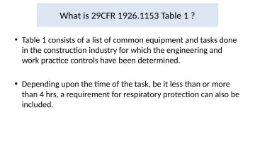 Slide 23: What is 29CFR 1926.1153 Table 1 ?