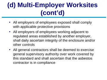 Slide 9: (d) Multi-Employer Worksites (cont’d)