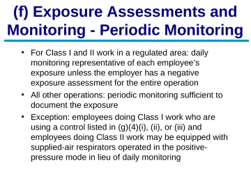 Slide 15: (f) Exposure Assessments and Monitoring - Periodic Monitoring