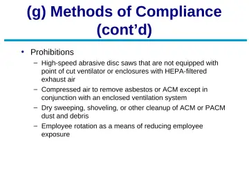 Slide 20: (g) Methods of Compliance (cont’d)