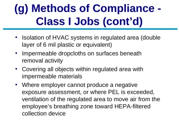 Slide 22: (g) Methods of Compliance - Class I Jobs (cont’d)