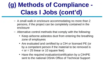 Slide 24: (g) Methods of Compliance - Class I Jobs (cont’d)