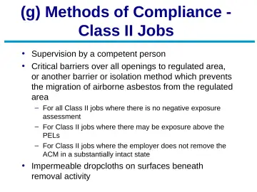 Slide 25: (g) Methods of Compliance - Class II Jobs