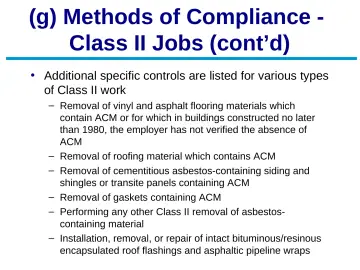 Slide 26: (g) Methods of Compliance - Class II Jobs (cont’d)
