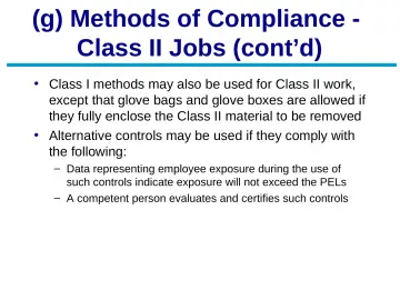 Slide 27: (g) Methods of Compliance - Class II Jobs (cont’d)